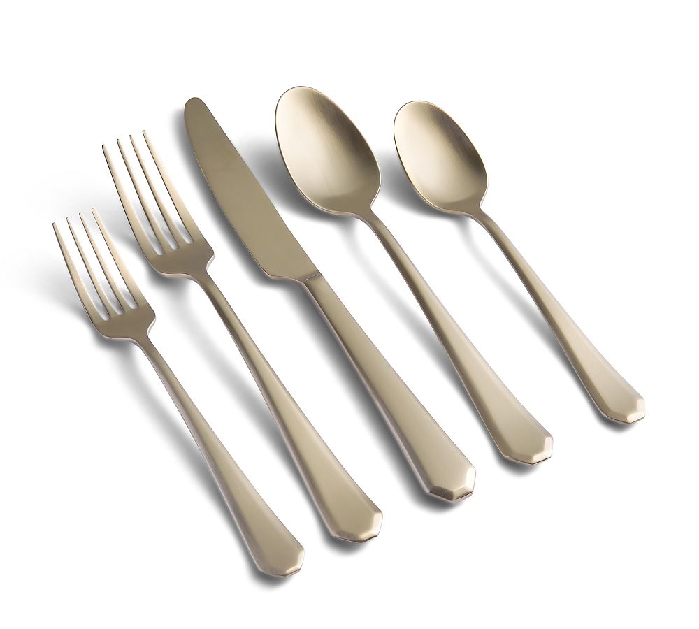 Geo 20-Piece Flatware - Set of 20 - Brushed Champagne