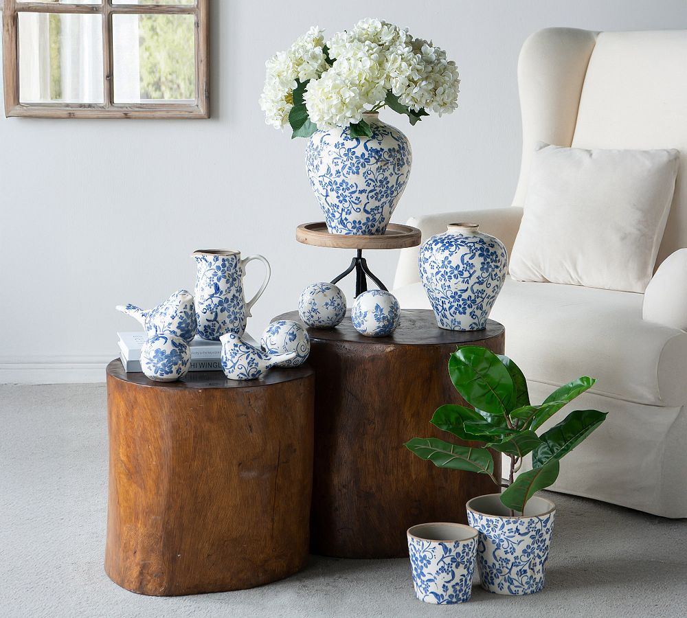 Handcrafted Blue Floral Ceramics