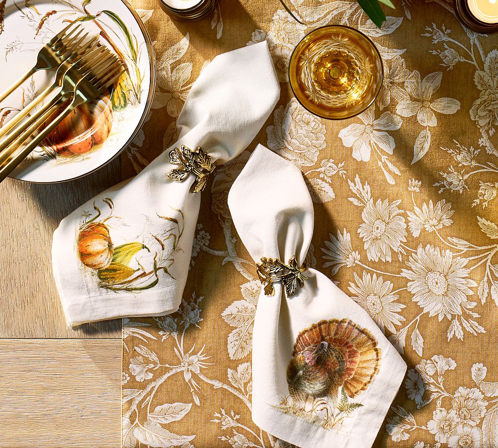 Gold Leaf Napkin Rings - Set of 4