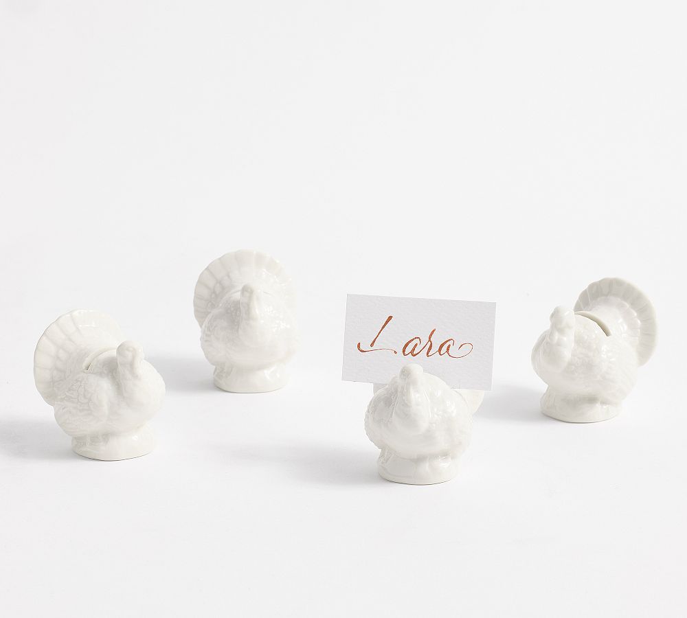 Figural Turkey Stoneware Place Card Holders - Set of 4