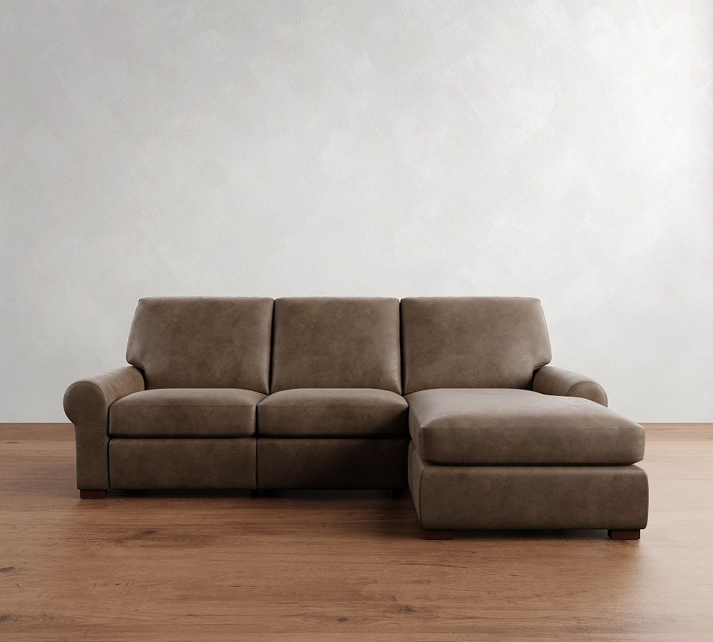 Turner Roll Arm Leather Power Reclining Chaise Sectional (105&quot;&ndash;117&quot;)