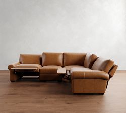 Big Sur Roll Arm Leather Reversible Power Reclining Sectional - Storage Available (122&quot;-134&quot;)