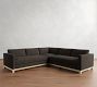 Jake Leather Seadrift Wood Base 3-Piece L-Shaped Sectional (108&quot;-111&quot;)