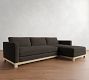 Jake Leather Seadrift Wood Base Chaise Sectional (111&quot;&ndash;121&quot;)