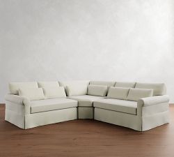 York Roll Arm Deep Seat Slipcovered 3-Piece L-Shaped Wedge Sectional (109&quot;)