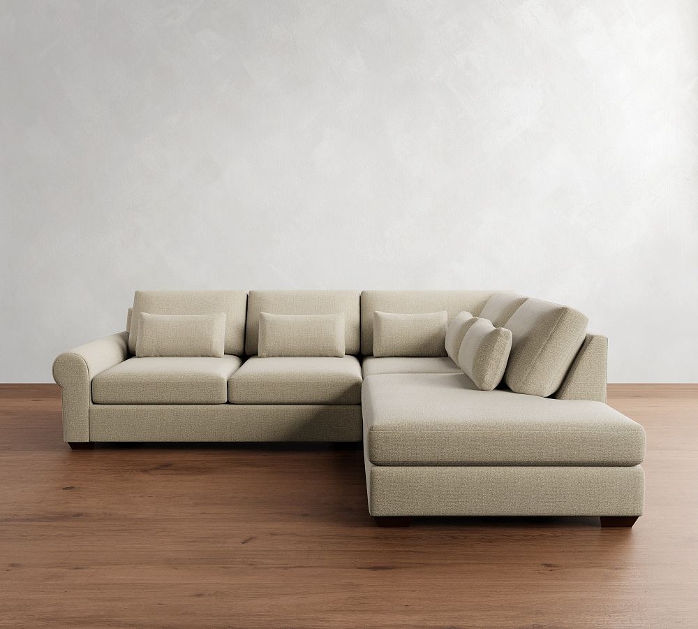 Big Sur Roll Arm Deep Seat 3-Piece Bumper Sectional (121&quot;)
