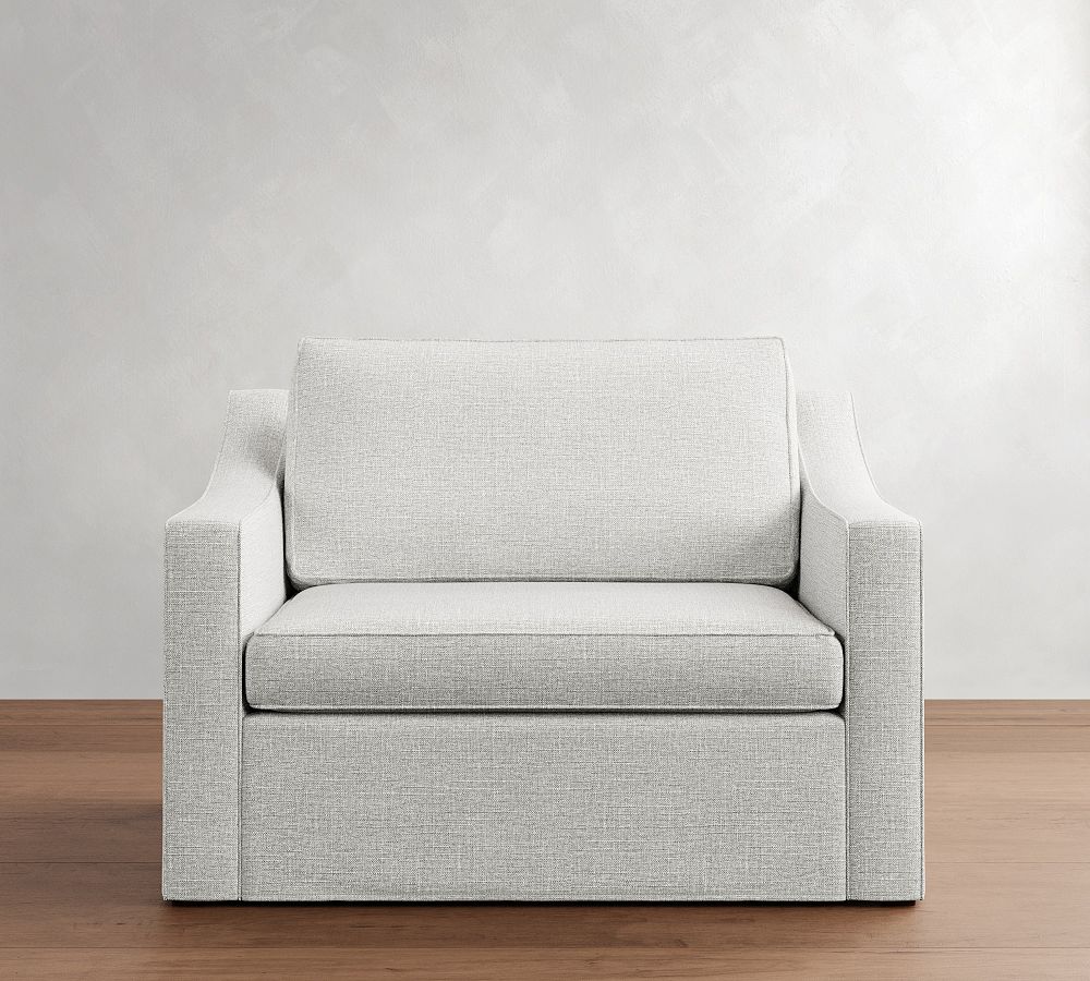 Cameron Slope Arm Slipcovered Single Sleeper Sofa with Memory Foam Mattress (53&quot;)