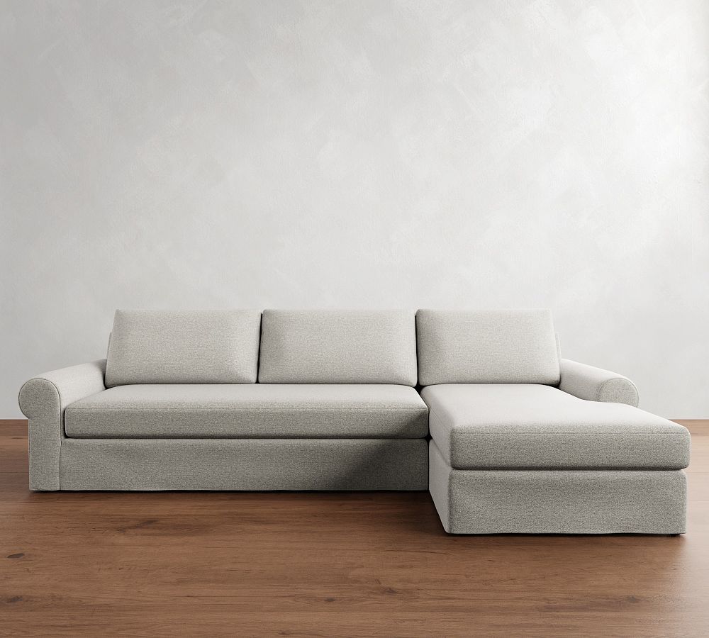 Big Sur Roll Arm Slipcovered Chaise Sectional (115&quot;&ndash;157&quot;)