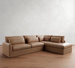 Westwood Fin Arm Deep Seat Leather Return Bumper Sectional (122&quot;-134&quot;)