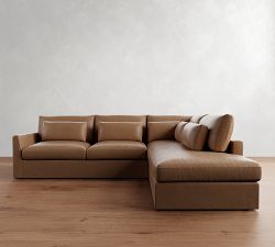 Westwood Fin Arm Deep Seat Leather Return Bumper Sectional (122&quot;-134&quot;)