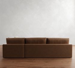 Westwood Fin Arm Deep Seat Leather Return Bumper Sectional (122&quot;-134&quot;)