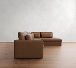 Westwood Fin Arm Deep Seat Leather Return Bumper Sectional (122&quot;-134&quot;)