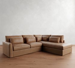 Westwood Fin Arm Deep Seat Leather Return Bumper Sectional (122&quot;-134&quot;)