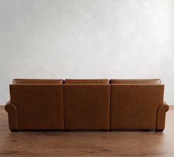 Big Sur Roll Arm Leather Power Reclining Chaise Sectional (116&quot;-128&quot;)