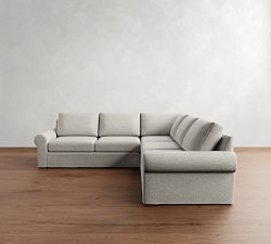 Big Sur Roll Arm Slipcovered 3-Piece L-Shaped Sectional (115&quot;)