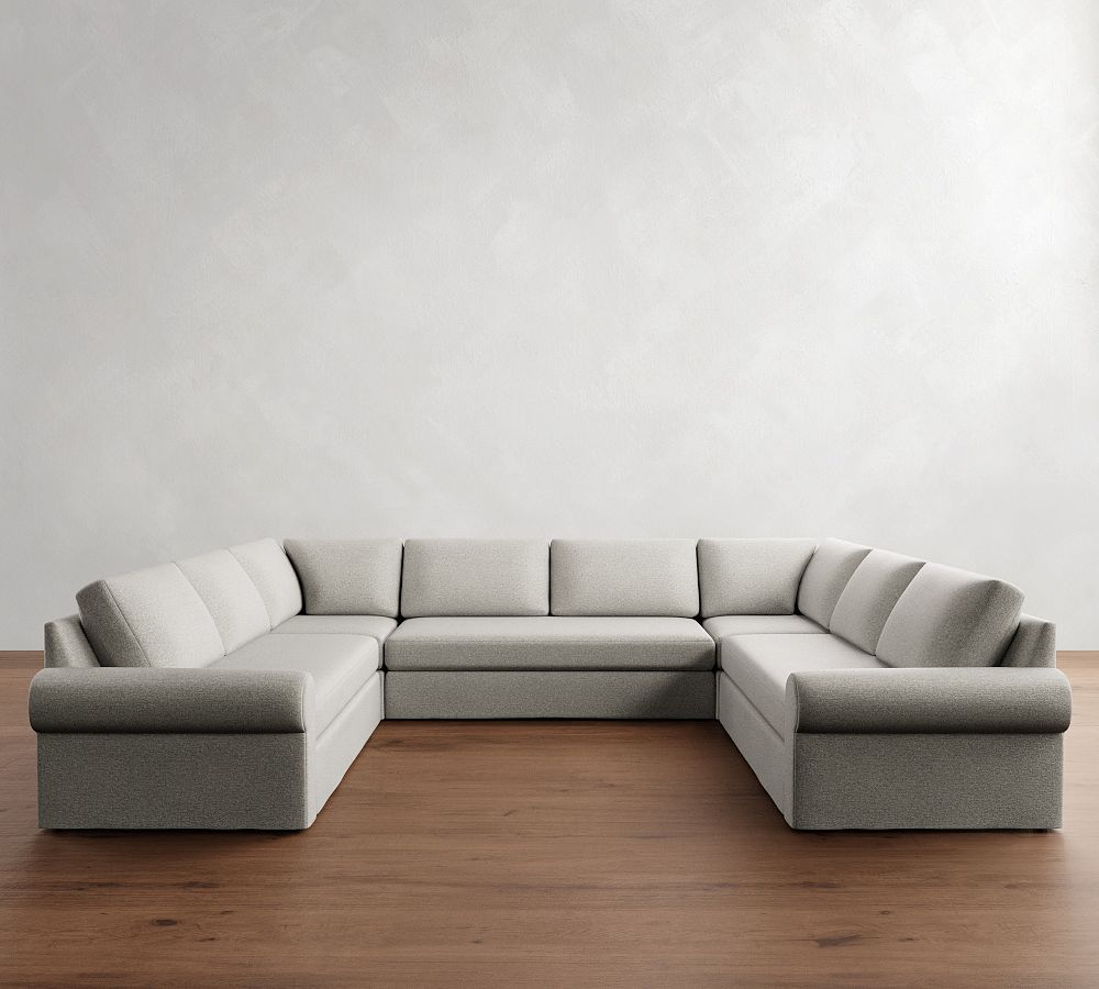 Big Sur Roll Arm Slipcovered U-Shaped Sectional (145&quot;&ndash;178&quot;)