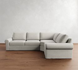 Big Sur Roll Arm Slipcovered Wedge Sectional (129&quot;)