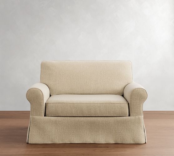 Buchanan Roll Arm Slipcovered Single Sleeper Sofa with Memory Foam Mattress (56")