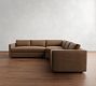 Carmel Slim Arm Leather 3-Piece L-Shaped Wedge Sectional (119&quot;)