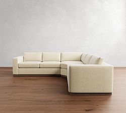 Carmel Wide Arm Wood Base 3-Piece L-Shaped Wedge Sectional (123&quot;)