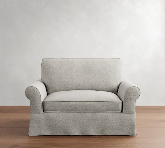 PB Comfort Roll Arm Slipcovered Single Sleeper Sofa with Memory Foam Mattress (64")