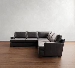 Townsend Square Arm Leather 3-Piece L-Shaped Sectional (113&quot;)