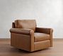 York Roll Arm Leather Swivel Chair