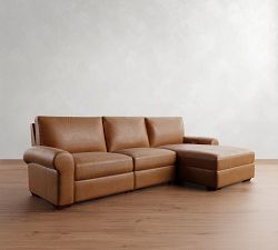Big Sur Roll Arm Leather Power Reclining Chaise Sectional (116&quot;-128&quot;)