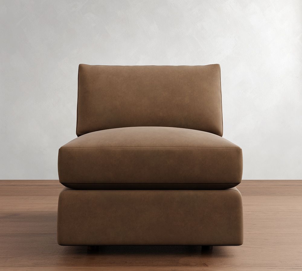 Build Your Own Carmel Slim Arm Leather Sectional