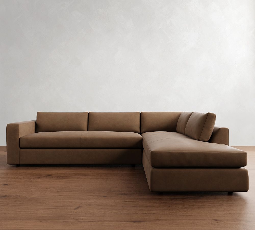 Carmel Wide Arm Leather Return Bumper Sectional (113&quot;&ndash;125&quot;)