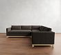 Jake Leather Seadrift Wood Base 3-Piece L-Shaped Sectional (108&quot;-111&quot;)