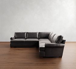 Townsend Roll Arm Leather 3-Piece L-Shaped Sectional (114&quot;)