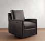 Tyler Square Arm Leather Manual &amp; Power Swivel Glider Recliner