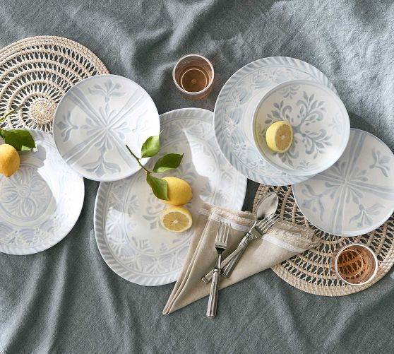 Chambray Tile Stoneware Dinner Plates