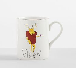 Vintage Reindeer Porcelain Mugs - Set of 8