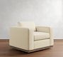 Carmel Wide Arm Wood Base Swivel Chair