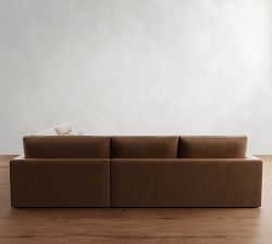 Westwood Square Arm Deep Seat Leather 3-Piece Wedge Sectional (133&quot;)
