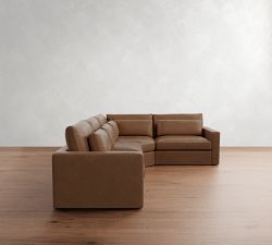 Westwood Square Arm Deep Seat Leather 3-Piece Wedge Sectional (133&quot;)