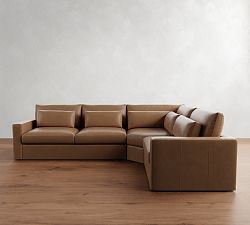 Westwood Square Arm Deep Seat Leather 3-Piece Wedge Sectional (133&quot;)