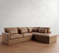 Westwood Slim Arm Deep Seat Leather Return Bumper Sectional (119&quot;-131&quot;)