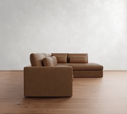 Westwood Slim Arm Deep Seat Leather Return Bumper Sectional (119&quot;-131&quot;)