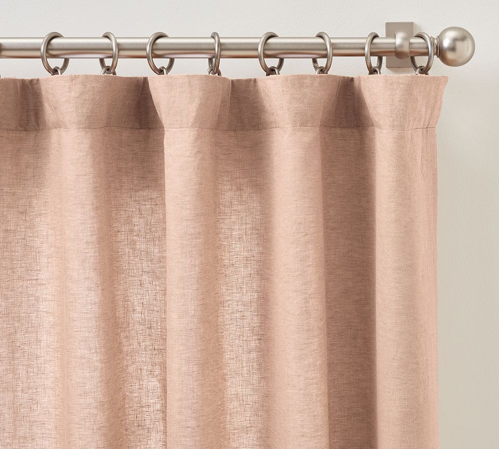 Open Box: Belgian Flax Linen Curtain, 100" x x 96" - Soft Apricot