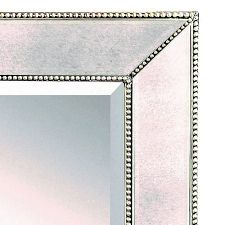 Antique Beveled Glass Beaded Frame Rectangular Wall Mirror