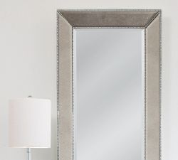 Antique Beveled Glass Beaded Frame Rectangular Wall Mirror