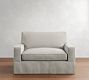 PB Comfort Square Arm Slipcovered Single Sleeper Sofa with Memory Foam Mattress (56&quot;)