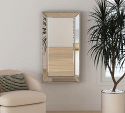 Antique Beveled Glass Beaded Frame Rectangular Wall Mirror