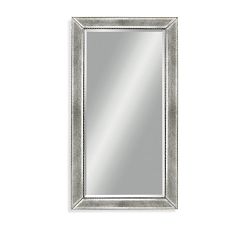 Antique Beveled Glass Beaded Frame Rectangular Wall Mirror