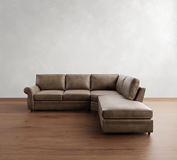 Pearce Roll Arm Leather 3-Piece Bumper Sectional (125&quot;)