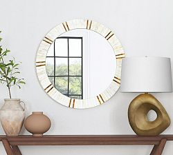 Coco Round Bone Mirror - 30&quot;