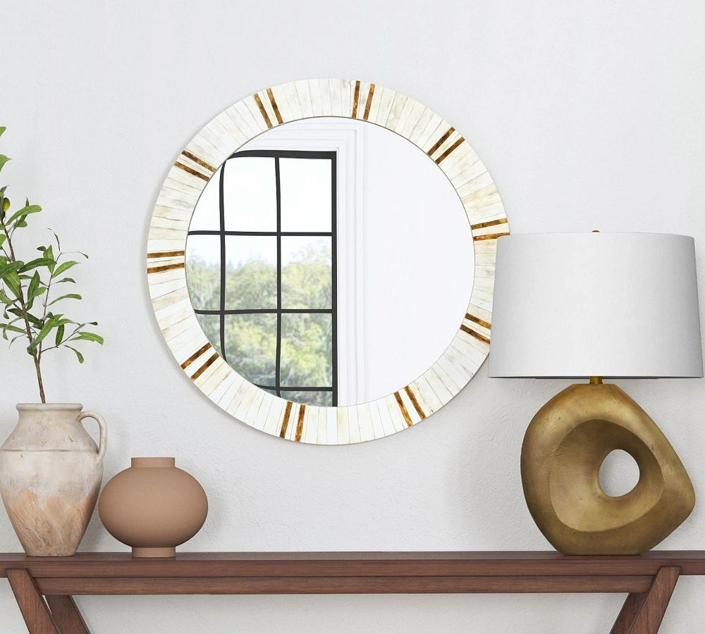 Coco Round Bone Mirror - 30&quot;